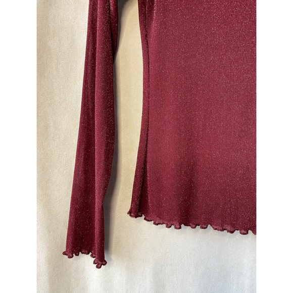 Burgundy Metallic Sheer Top - Picture 4 of 6